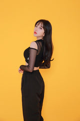ショルダーメッシュクロップTシャツ / TOP(7807) Shoulder Mesh Crop Tee