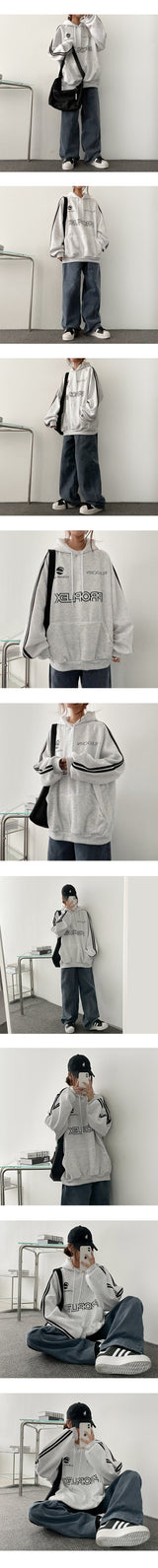 [Fleece] レックスラインカラーボクシーフーディ