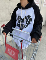 ハートラグランオーバーフードTシャツ/No.9674 heart raglan over hood T (3color)