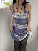 ブルーシービンテージグラディエントパターンフレアノースリーブミニワンピース / Blue Sea Vintage Gradient Pattern Flare Sleeveless Mini Dress