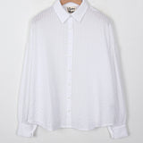 Pom pom seersucker shirt big check - bl