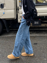 Long wide fit denim pants