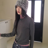 Nuei napping color combination layered polar long-sleeved T-shirt