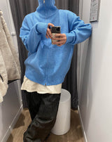 No.9787 KNIT highneck ZIP-UP (5color)