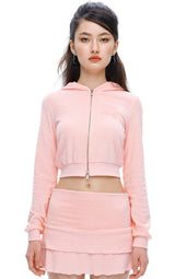 テリークロップジップアップフーディー/[IHD003-5] TERRY CROP HOOD ZIP UP PINK