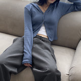 フロップ フード リブ 2ボタン カーディガン/flop hood ribbed two-button cardigan