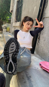 ナグランクロップドロングスリーブTシャツ/ Nagrang cropped long sleeve tee