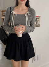 コーデュロイフレアミニスカートパンツ(2color)