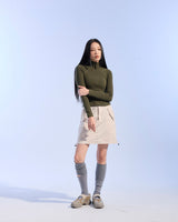 FLEECE CROP HALF ZIPUP (KHAKI)