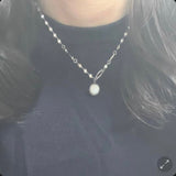 bjj ダブルサイドマザーオブパールオニキスコインビーズネックレス/bjj Double-sided mother-of-pearl onyx Coin Beads Necklace