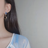 ブルークリスタルアンドザムーンイヤリング / Blue Crystal and the Moon Earring