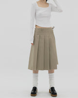 プリーツストリングラップスカート / Pleated string wrap skirt (2color)