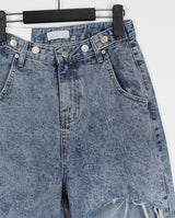 ストーンウォッシュッドスプリットデニムパンツ/no.1110 Stone Washed Split Denim Pants