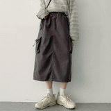 ペディストリングポケットカーゴロングスカート/pedi string pocket cargo long skirt