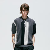 フラワーガーデン3パターンハーフニットピケ / flower garden 3 pattern half knit pique charcoal
