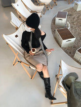 Square wrinkle middle boots 