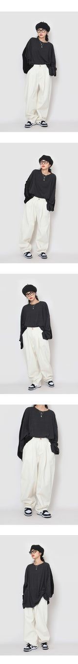 クリームブラックバルーンパンツ / Cream Black Balloon Pants