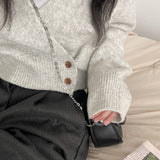 Off-Center Button Front Crop Cardigan