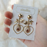 ビンテージテディベアハートアンドリボンピアス / Vintage Teddy Bear Heart and Ribbon Piercing