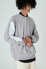 スリーブコントラストスウェットシャツT60/Sleeve Contrast Sweatshirt T60 Melange Gray