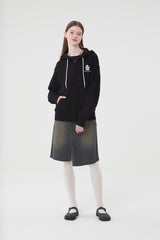 ウィティーバニーフーディージップアップ／WITTY BUNNY HOODIE ZIP UP [BLACK]