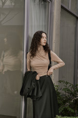 ウールツイルセットアップスカート/WOOL TWILL SETUP SKIRT_DEEP KAHKI