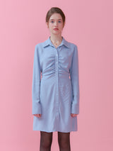 SHIRRING DETAIL COLLAR ONEPIECE_BLUE (6612504346742)