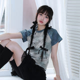 0 7 タイダイクロスTシャツ / 0 7 tie-dye cross t-shirt - BLUE GREY