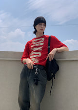 デアクションペイントハーフニット Tシャツ(3 color)