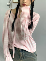 Town Scarf Set Striped Linen Long Sleeve T-Shirt