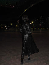 Double leather long coat
