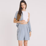 カーゴピンタックハーフパンツ / CARGO PINTUCK HALF PANTS (SKYBLUE)