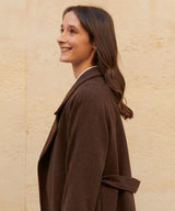 ウールブレンドローブコート/RCH wool blended robe coat brown