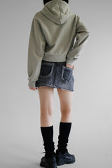 フォトクロップフードTシャツ/Photo Crop Hooded T-shirt (2color)