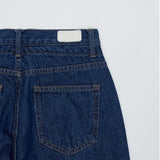 SEMI-WIDE FIT STRING POINT DARK DENIM PANTS [17708]