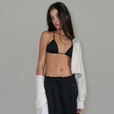 レイニークロップフーディージップアップ / RAINY CROP HOODIE ZIP UP (WHITE,GREEN-BLUE)