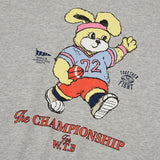 WITTY BUNNY RUGBY PLAYER GRAPHIC SWEATSHIRT [MELANGE GRAY]