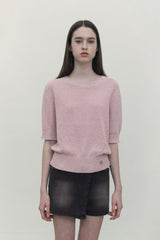 COLLECTION HALF SLEEVE CROP KNIT [PINK]