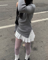 Button pleated skirt pants