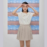 Kairo pleats skirt (beige) (6684261220470)