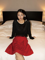 VIVID PLEATS SKIRT (TOMATO)