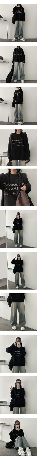 レフバックバンディングディープウォッシュワイドデニムパンツ