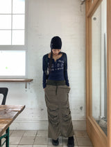 ワットy2kボタンVネックロングスリーブT