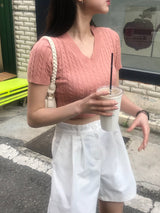 アリスVネックハーフニット