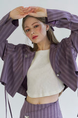 プリーツクロップジャケット / PLEATS CROP JK (PURPLE)