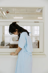 layered ribbon onepiece sky blue