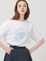  Women's Le Lis Embo Crop Tee WhiteBule(FCC2TS387W)
