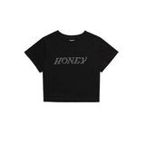 ハニー ロゴ ホットフィックス クロップ T / CHARMS HONEY LOGO HOTFIX CROP T BK