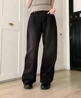 Kilo black striped wide denim pants
