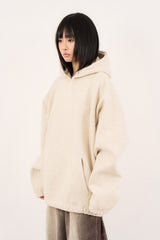 Banding raglan wool snap hoodie